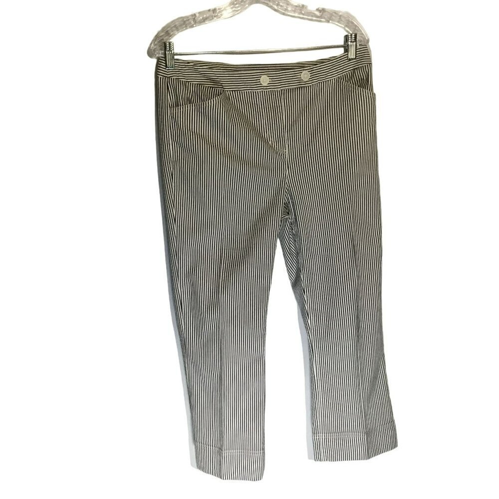 Jones New York Sport Cropped Cuffed Pants Seersucker Stretchy Women's Size 10